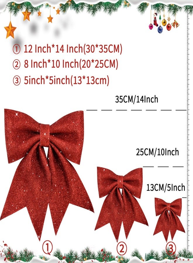 TONIFUL 6pcs Shiny Bow Pink Christmas Glitter Twist Tie Bows for Decoration Gift Box Wrapping, Christams Baskets Decor, Wedding Birthday Festival Party Decoration(5x5Inch/pcs) - Image 4